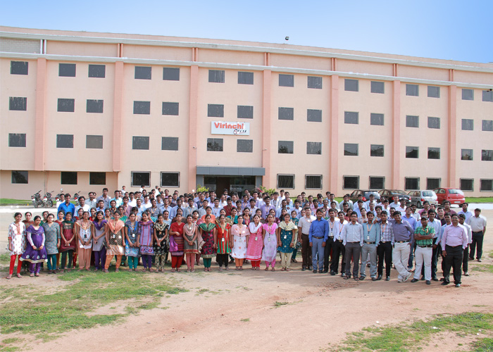The Virinchi team assembled outside the group&rsquo;s development centre.
